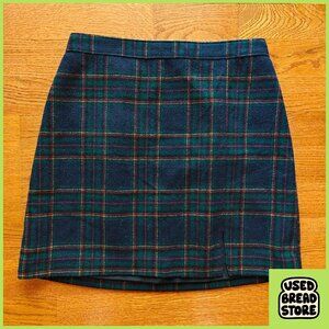 Hollister Ultra High Rise Navy Plaid Wool Blend Miniskirt Size S Preppy School